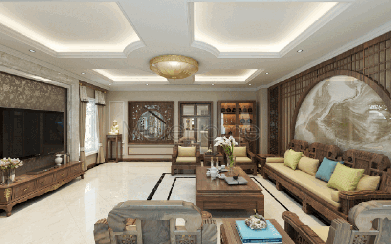 Sắp sếp nội thất phòng khách sang trọng đẳng cấp tại biệt thự Riverside Nguyễn Duy Trinh Quận 2, Tp. Hồ Chí Minh.