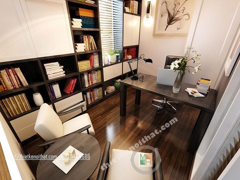 Tạo ra một không gian làm việc tại nhà với nội thất gỗ hiện đại để cung cấp cho chủ nhà một không gian làm việc hoàn hảo.